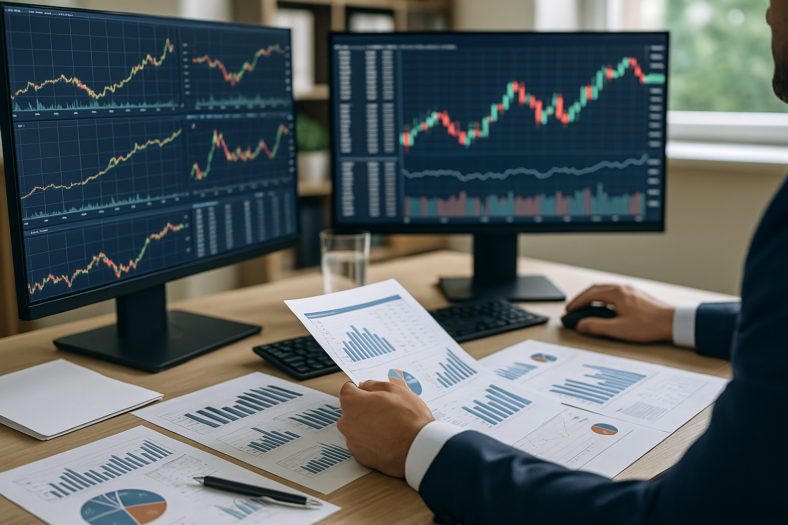A digital interface displaying financial charts and data